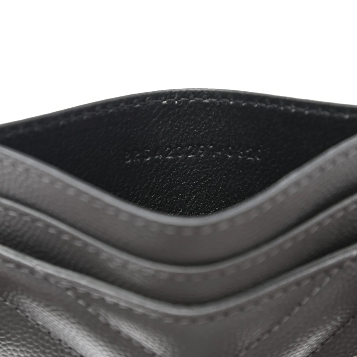 Saint Laurent Storm Grey Grain De Poudre Monogram Card Holder 423294