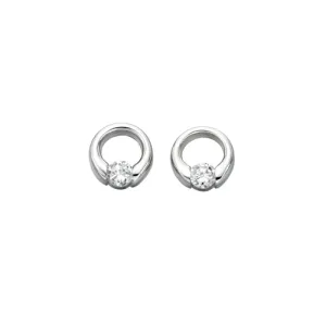 Sienna Circle Silver Earrings with Cubic Zirconia