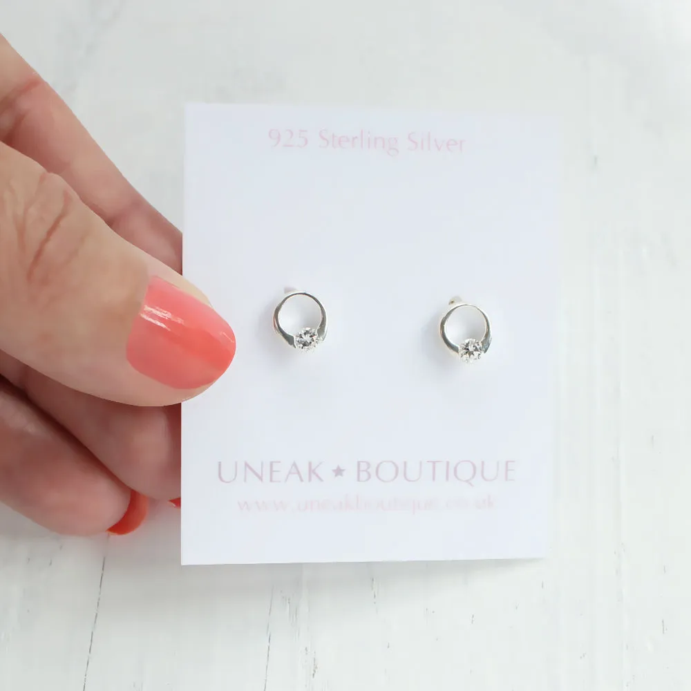 Sienna Circle Silver Earrings with Cubic Zirconia