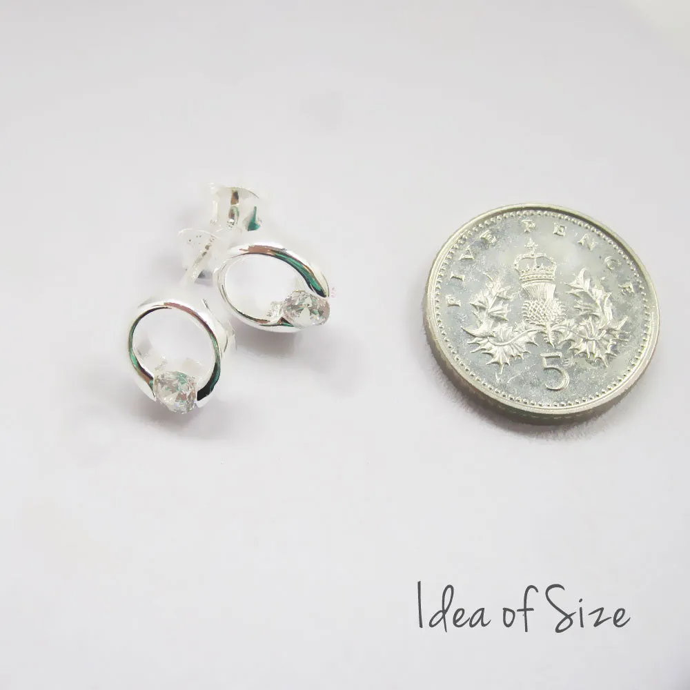 Sienna Circle Silver Earrings with Cubic Zirconia