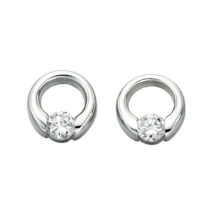 Sienna Circle Silver Earrings with Cubic Zirconia