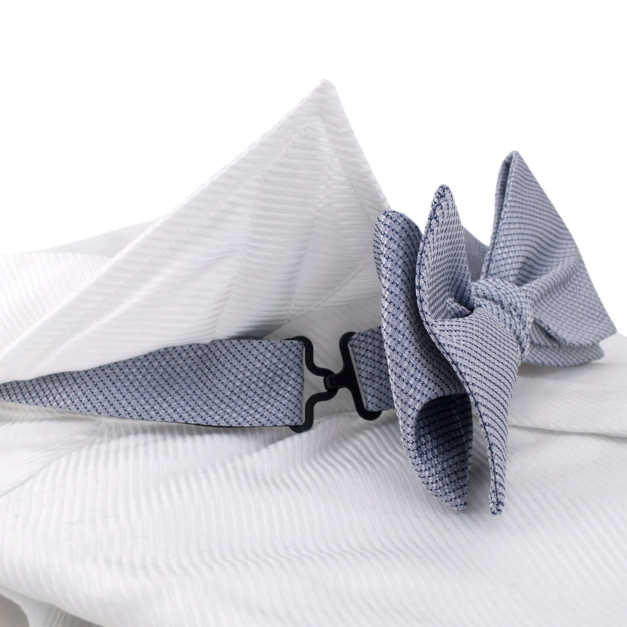 Silver Grey Textured Self Tie and Ready Made Bow Tie