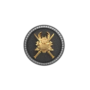 Skull King Luxe, Edgy Cufflink Set with CZ Diamonds, 18kt Gold & Black Ruthenium Plating on Brass.