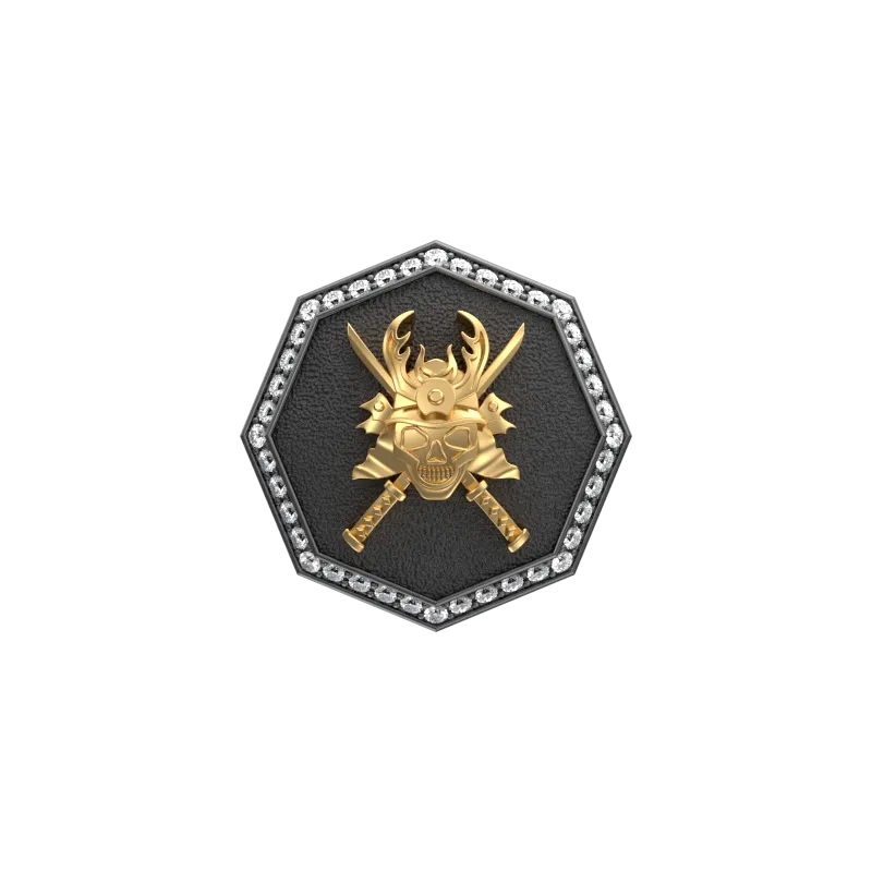 Skull King Luxe, Edgy Cufflink Set with CZ Diamonds, 18kt Gold & Black Ruthenium Plating on Brass.