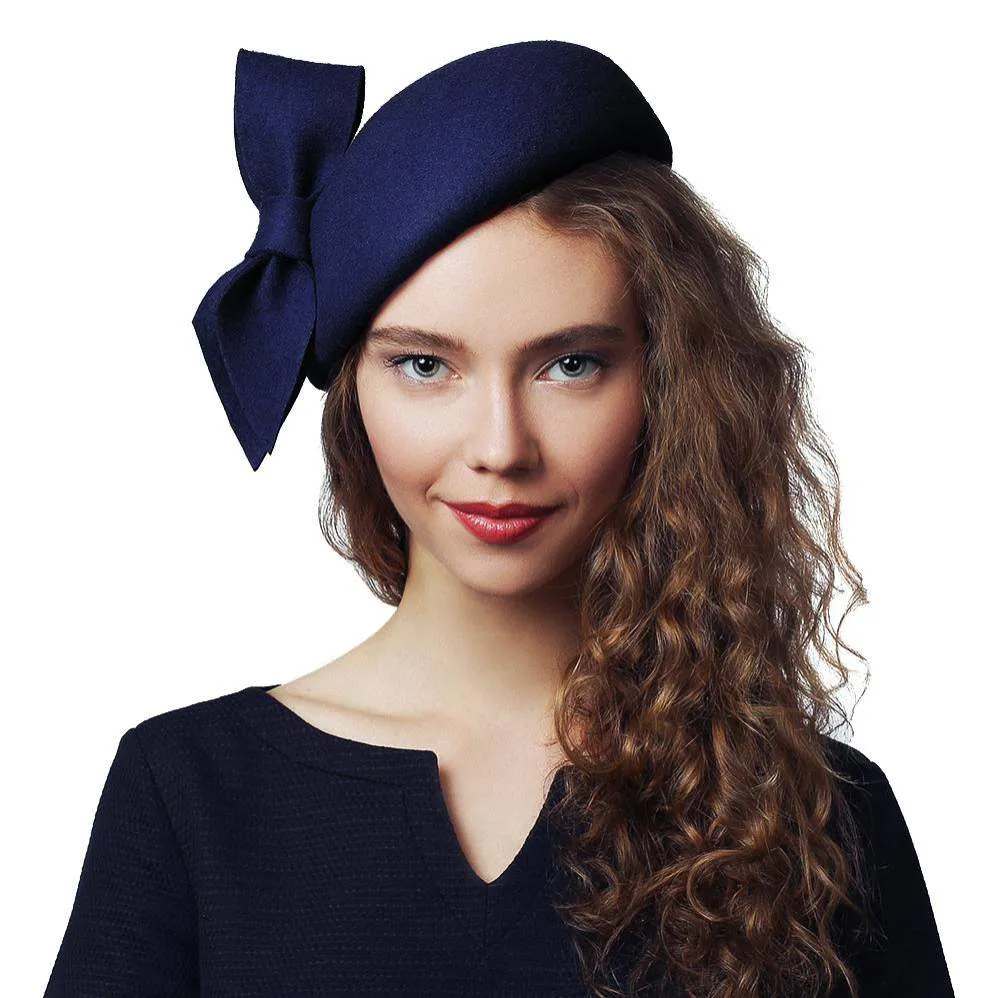 Small Wool Felt Beret With Bow