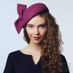 Small Wool Felt Beret With Bow