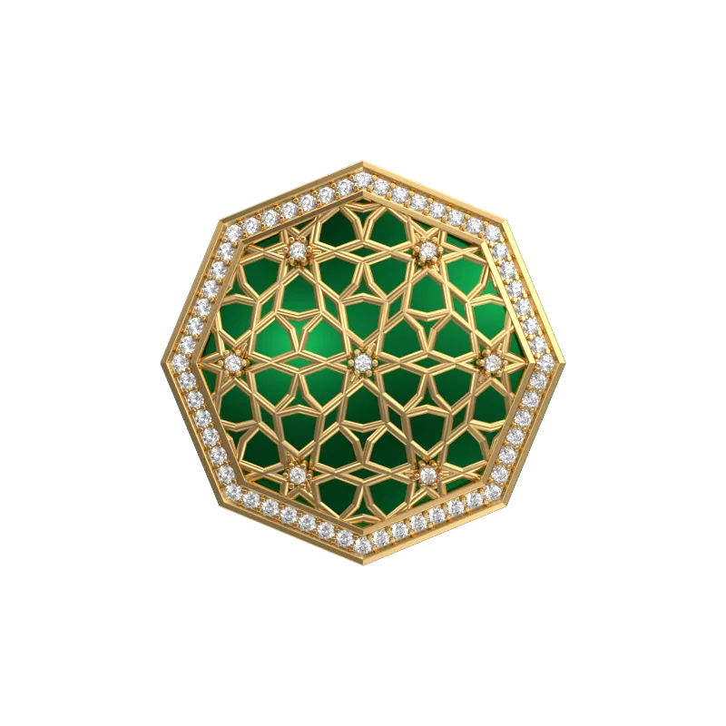 Starburst Luxe, Classic Cufflink Set with CZ Diamonds, 18kt Gold Plating and Enamel on Brass.