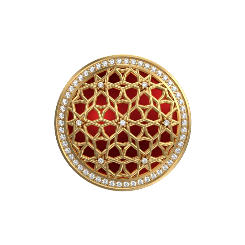 Starburst Luxe, Classic Cufflink Set with CZ Diamonds, 18kt Gold Plating and Enamel on Brass.