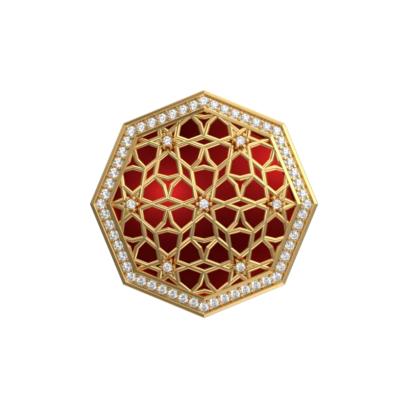 Starburst Luxe, Classic Cufflink Set with CZ Diamonds, 18kt Gold Plating and Enamel on Brass.