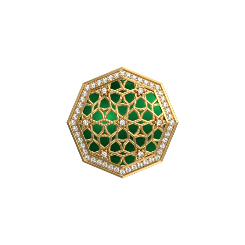 Starburst Luxe, Classic Cufflink Set with CZ Diamonds, 18kt Gold Plating and Enamel on Brass.