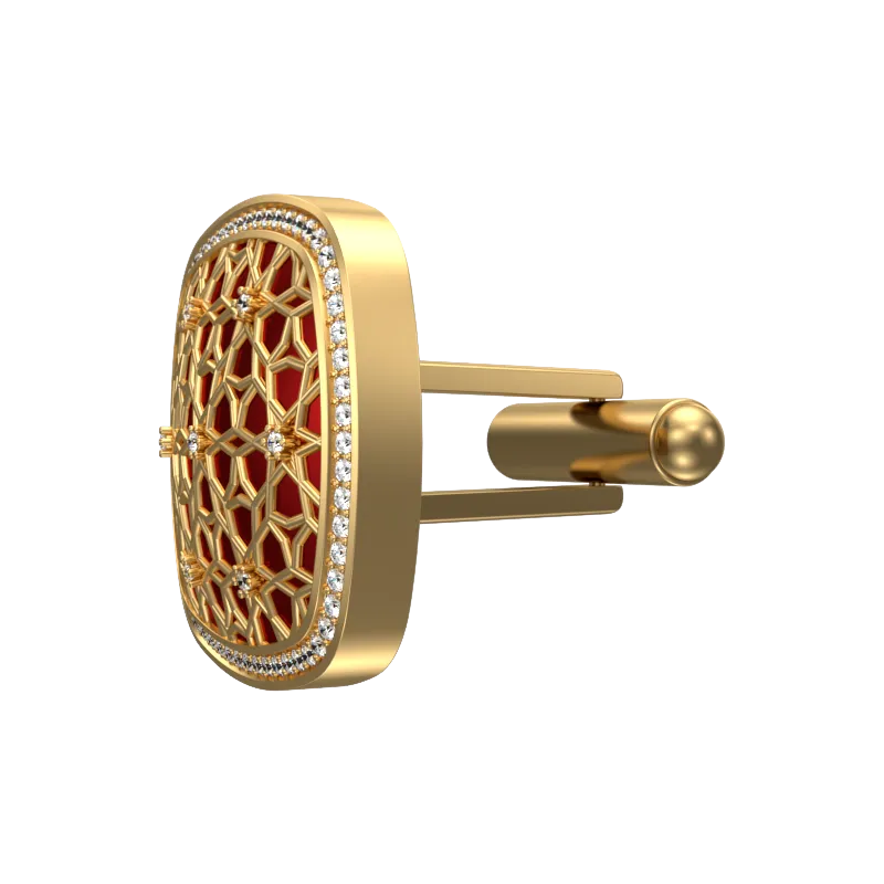 Starburst Luxe, Classic Cufflink Set with CZ Diamonds, 18kt Gold Plating and Enamel on Brass.