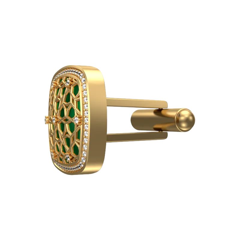 Starburst Luxe, Classic Cufflink Set with CZ Diamonds, 18kt Gold Plating and Enamel on Brass.