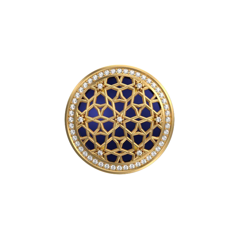 Starburst Luxe, Classic Cufflink Set with CZ Diamonds, 18kt Gold Plating and Enamel on Brass.