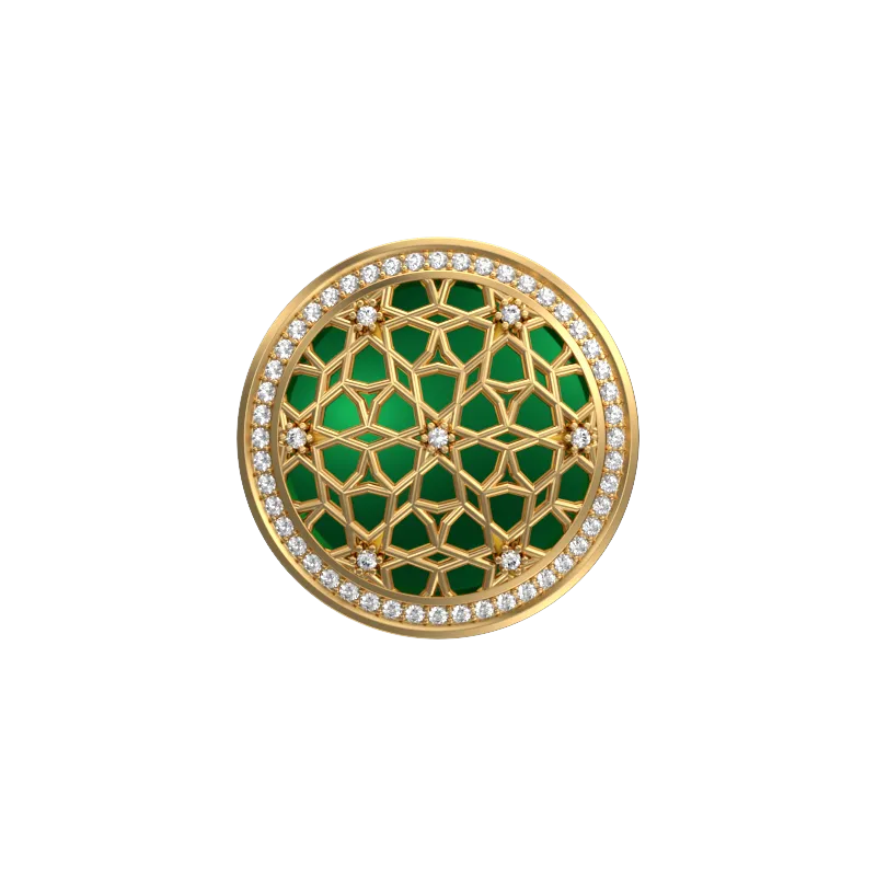 Starburst Luxe, Classic Cufflink Set with CZ Diamonds, 18kt Gold Plating and Enamel on Brass.