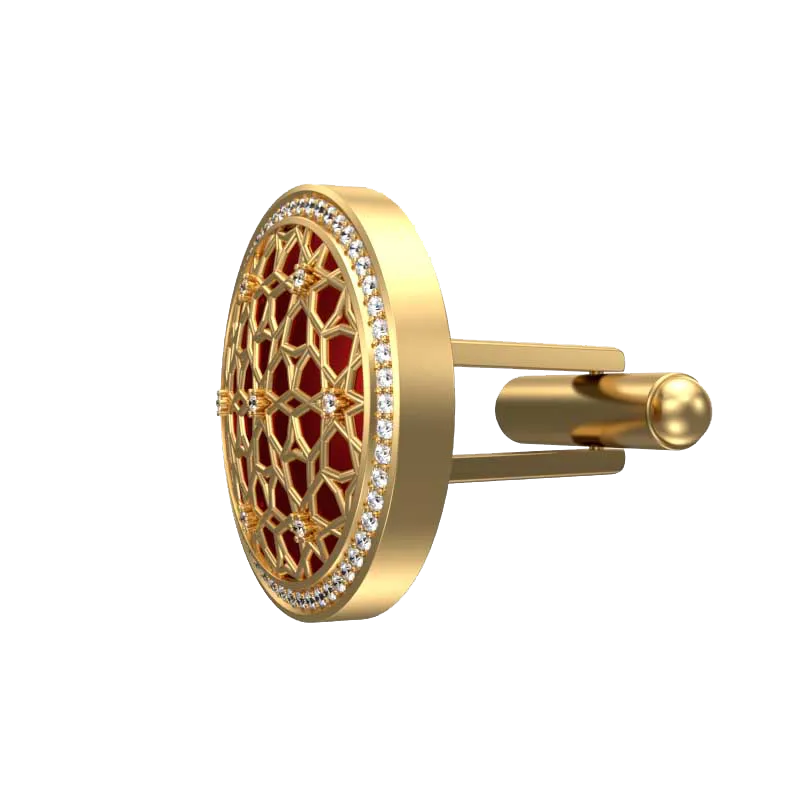 Starburst Luxe, Classic Cufflink Set with CZ Diamonds, 18kt Gold Plating and Enamel on Brass.