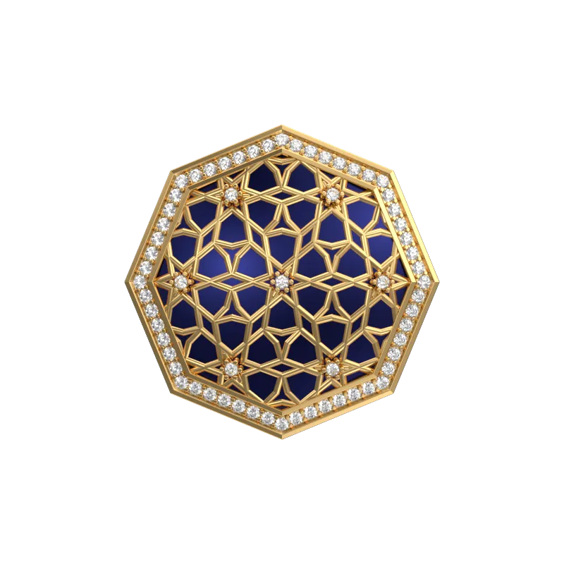 Starburst Luxe, Classic Cufflink Set with CZ Diamonds, 18kt Gold Plating and Enamel on Brass.