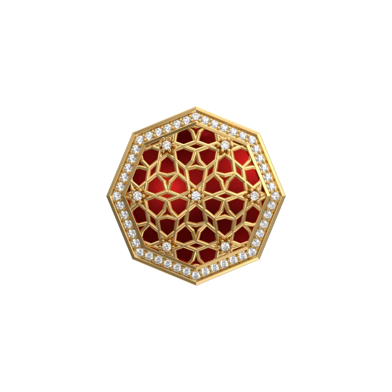 Starburst Luxe, Classic Cufflink Set with CZ Diamonds, 18kt Gold Plating and Enamel on Brass.