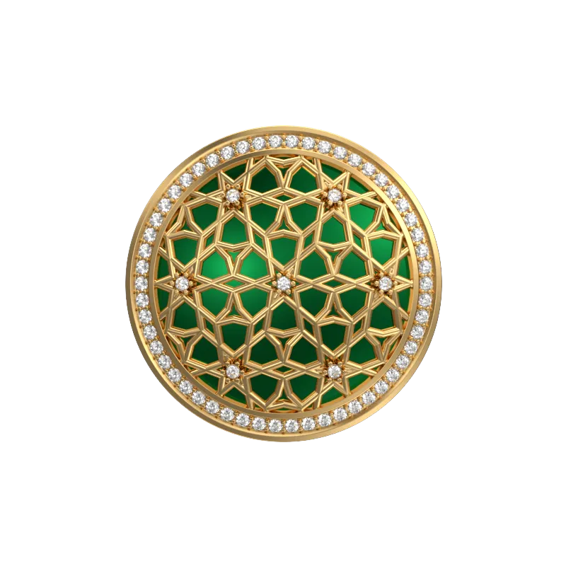 Starburst Luxe, Classic Cufflink Set with CZ Diamonds, 18kt Gold Plating and Enamel on Brass.