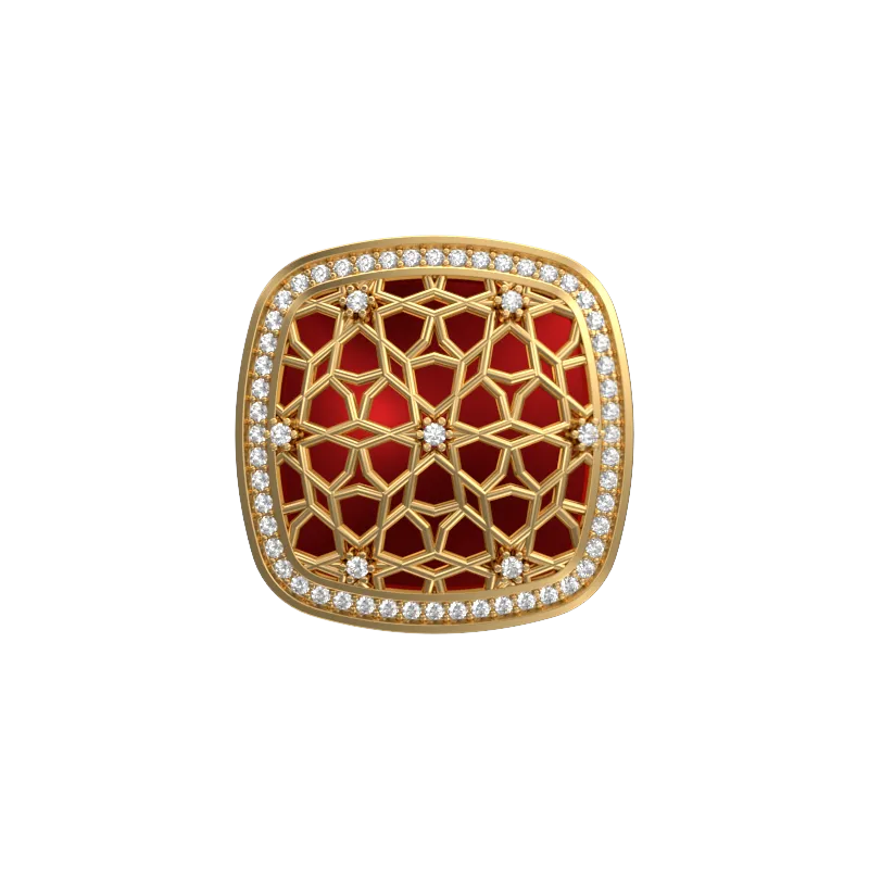 Starburst Luxe, Classic Cufflink Set with CZ Diamonds, 18kt Gold Plating and Enamel on Brass.