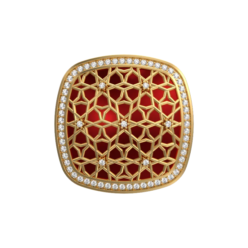 Starburst Luxe, Classic Cufflink Set with CZ Diamonds, 18kt Gold Plating and Enamel on Brass.