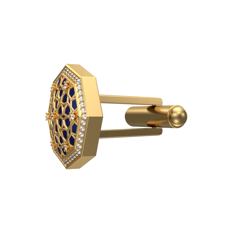 Starburst Luxe, Classic Cufflink Set with CZ Diamonds, 18kt Gold Plating and Enamel on Brass.