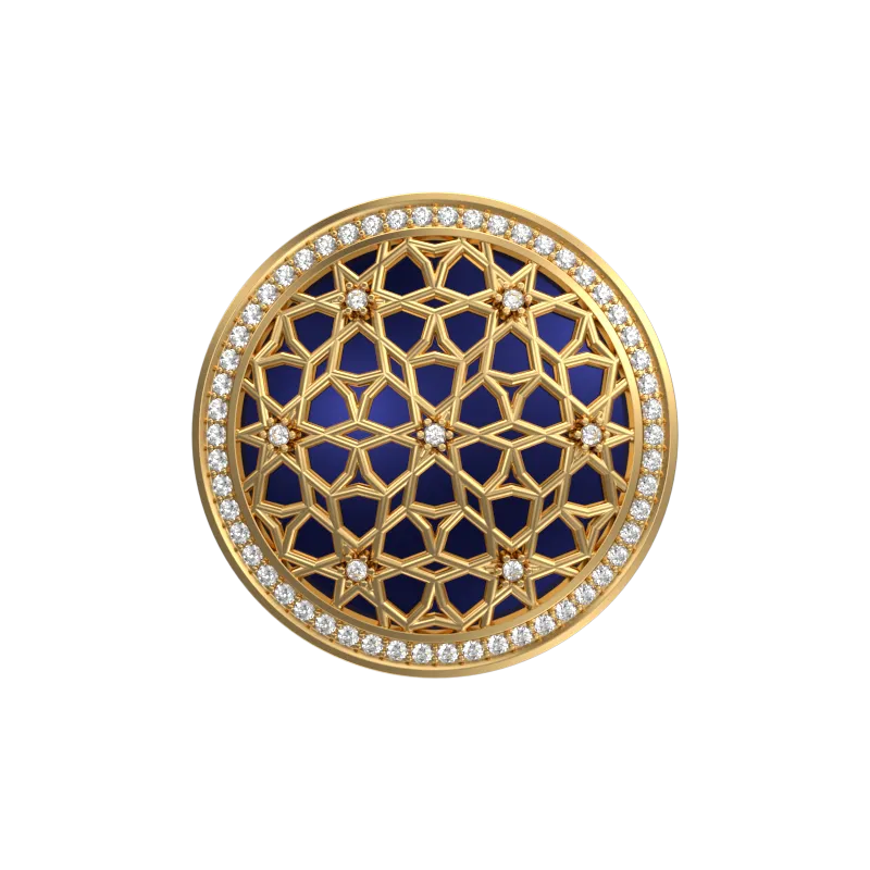 Starburst Luxe, Classic Cufflink Set with CZ Diamonds, 18kt Gold Plating and Enamel on Brass.