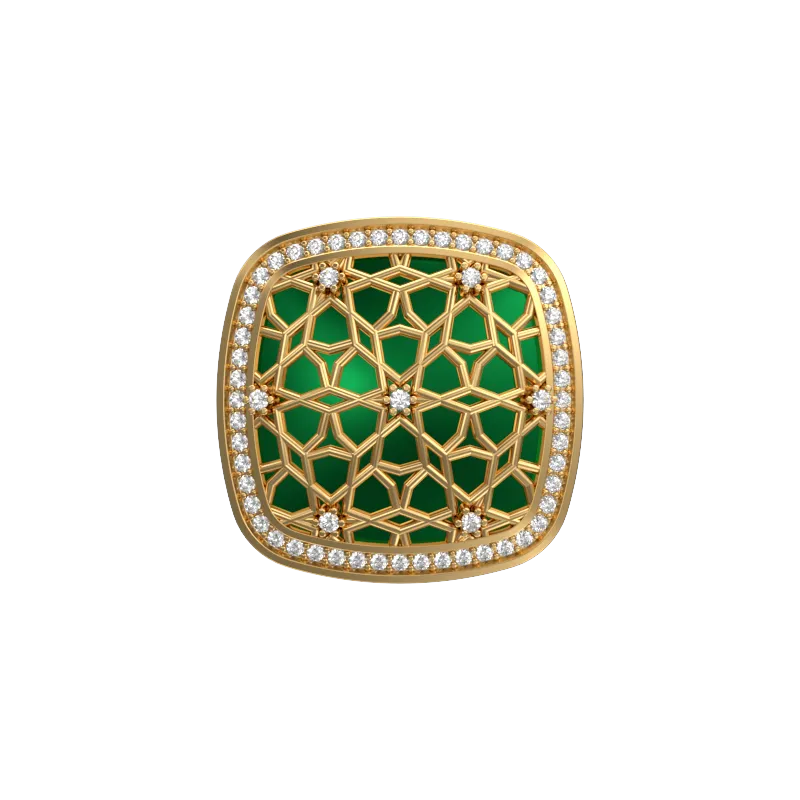 Starburst Luxe, Classic Cufflink Set with CZ Diamonds, 18kt Gold Plating and Enamel on Brass.