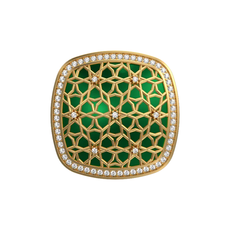 Starburst Luxe, Classic Cufflink Set with CZ Diamonds, 18kt Gold Plating and Enamel on Brass.