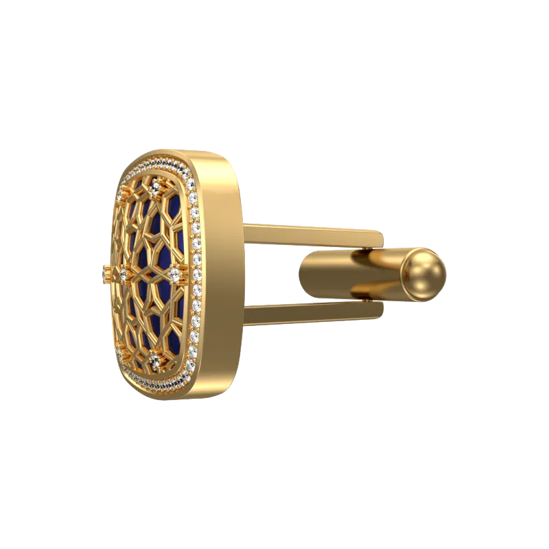 Starburst Luxe, Classic Cufflink Set with CZ Diamonds, 18kt Gold Plating and Enamel on Brass.