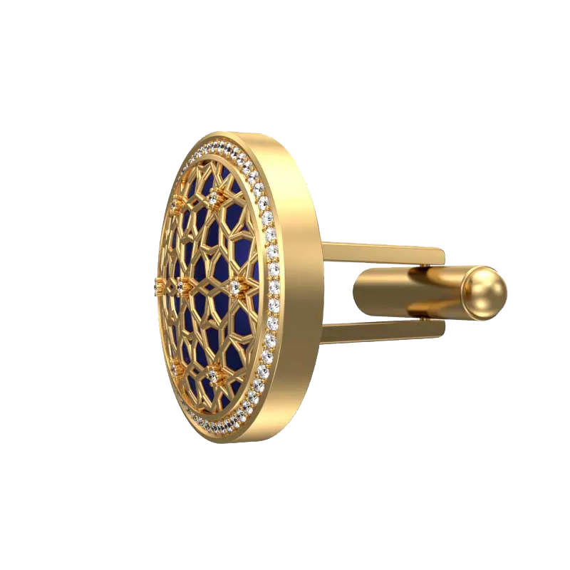 Starburst Luxe, Classic Cufflink Set with CZ Diamonds, 18kt Gold Plating and Enamel on Brass.