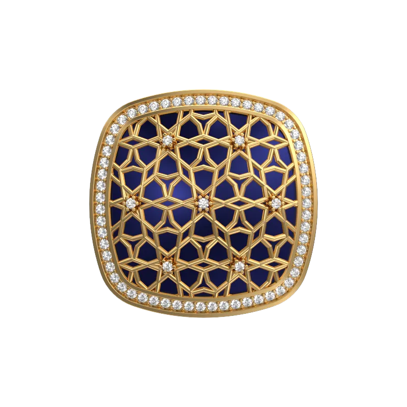 Starburst Luxe, Classic Cufflink Set with CZ Diamonds, 18kt Gold Plating and Enamel on Brass.