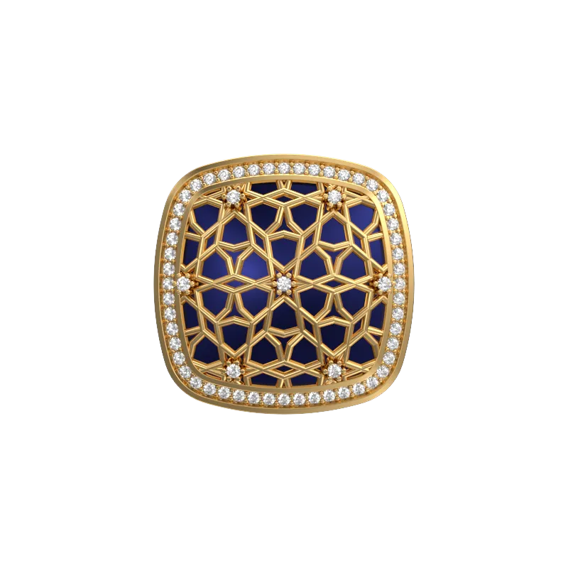 Starburst Luxe, Classic Cufflink Set with CZ Diamonds, 18kt Gold Plating and Enamel on Brass.