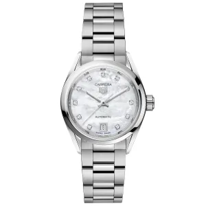 TAG Heuer Carrera Calibre 9 Automatic Ladies' Mother of Pearl Steel Watch, 29mm