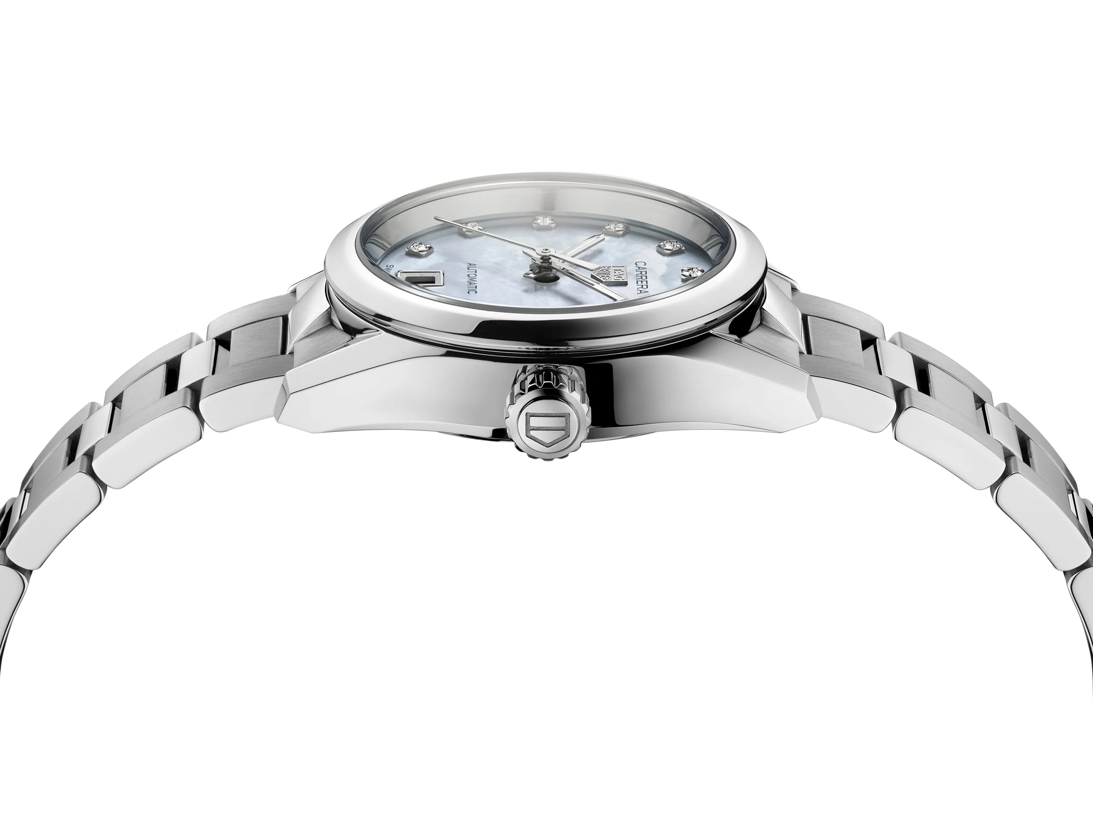 TAG Heuer Carrera Calibre 9 Automatic Ladies' Mother of Pearl Steel Watch, 29mm