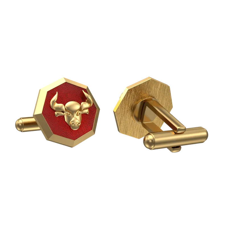 Taurus Zodiac , Constellation Cufflink Set with 18kt Gold & Black Ruthenium Plating on Brass.