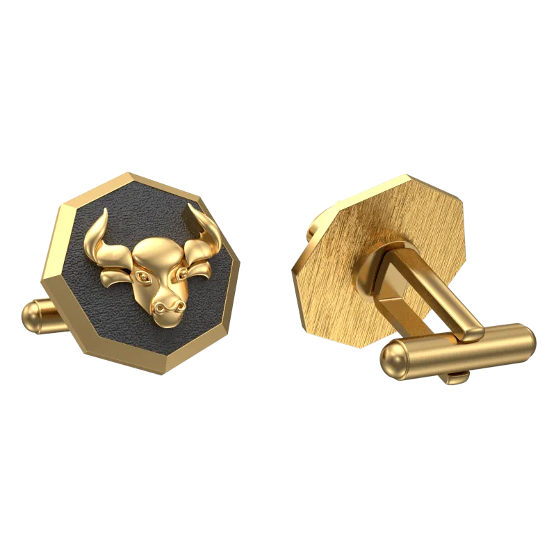 Taurus Zodiac , Constellation Cufflink Set with 18kt Gold & Black Ruthenium Plating on Brass.