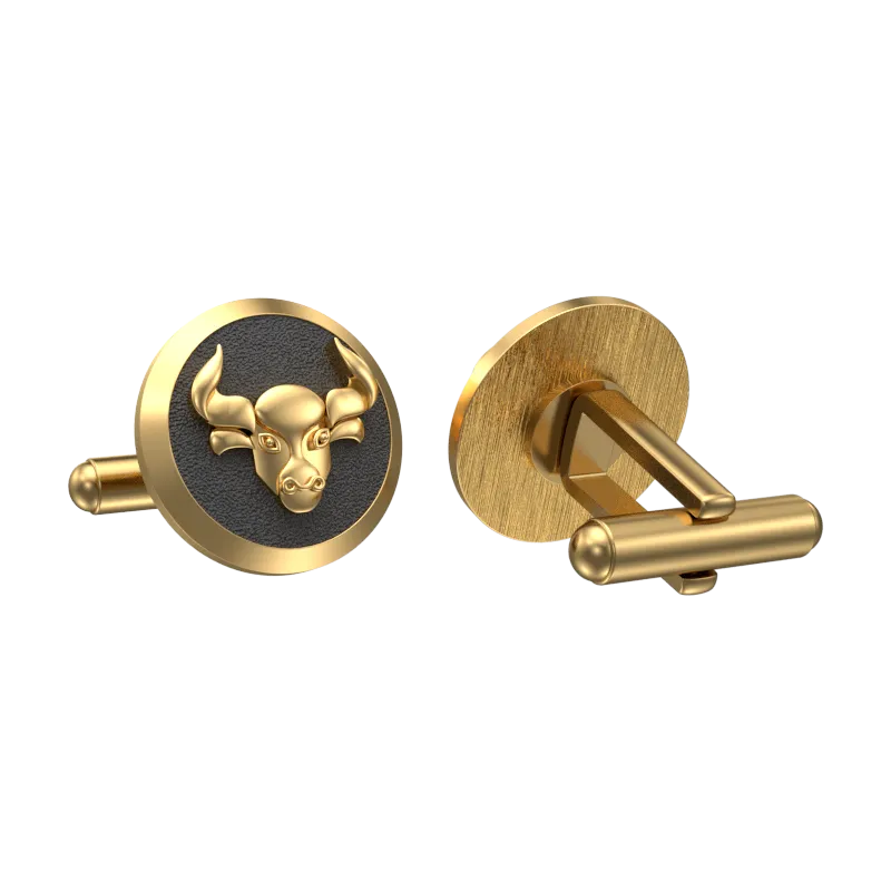 Taurus Zodiac , Constellation Cufflink Set with 18kt Gold & Black Ruthenium Plating on Brass.