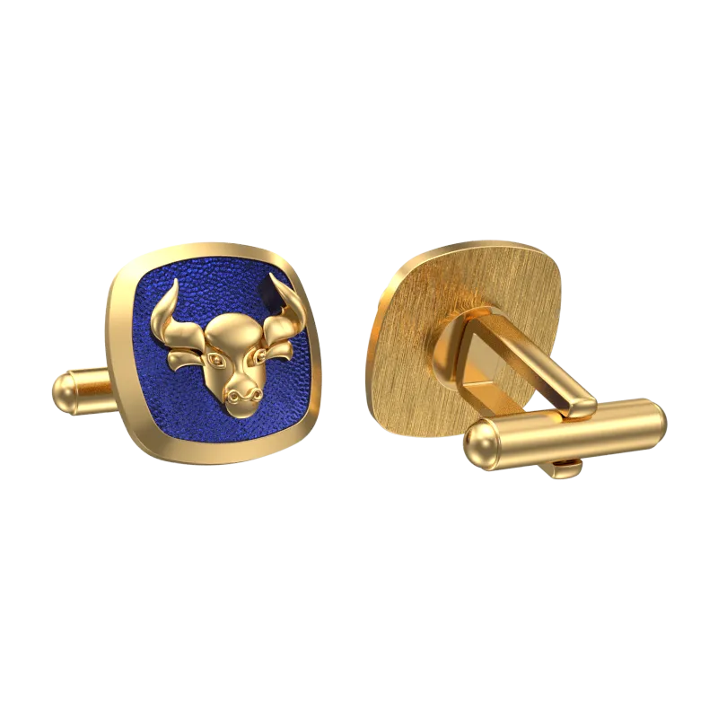 Taurus Zodiac , Constellation Cufflink Set with 18kt Gold & Black Ruthenium Plating on Brass.