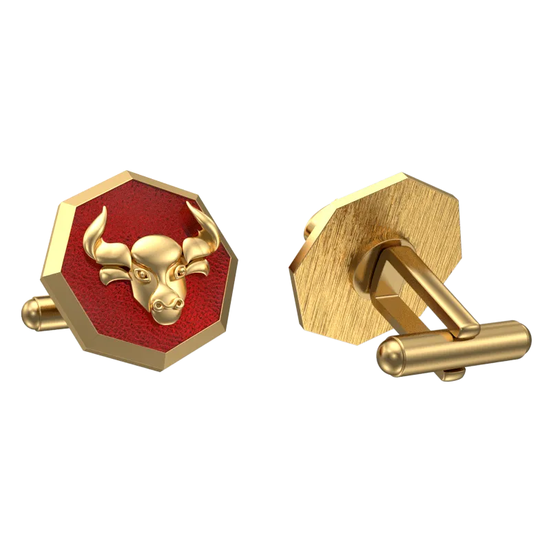 Taurus Zodiac , Constellation Cufflink Set with 18kt Gold & Black Ruthenium Plating on Brass.