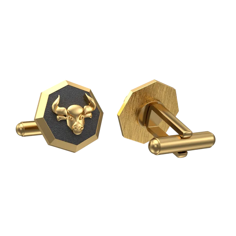 Taurus Zodiac , Constellation Cufflink Set with 18kt Gold & Black Ruthenium Plating on Brass.