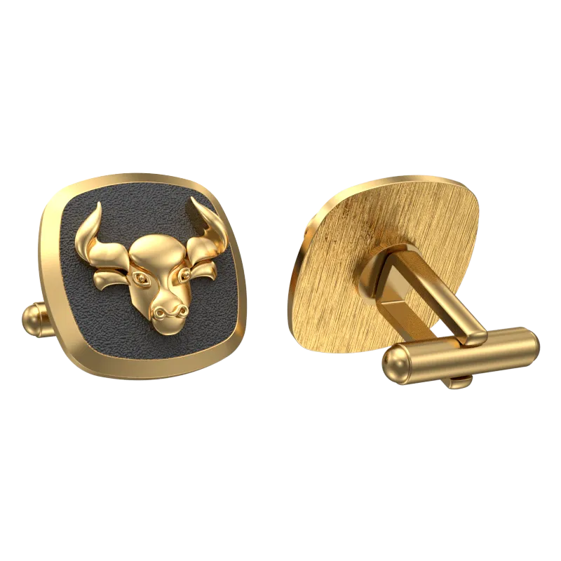 Taurus Zodiac , Constellation Cufflink Set with 18kt Gold & Black Ruthenium Plating on Brass.