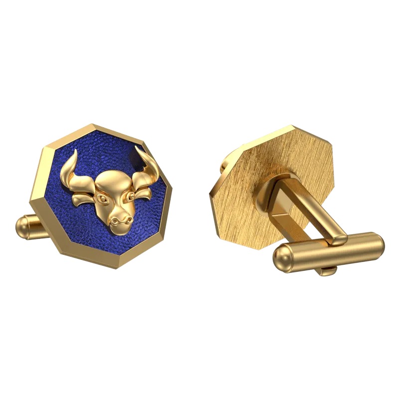 Taurus Zodiac , Constellation Cufflink Set with 18kt Gold & Black Ruthenium Plating on Brass.
