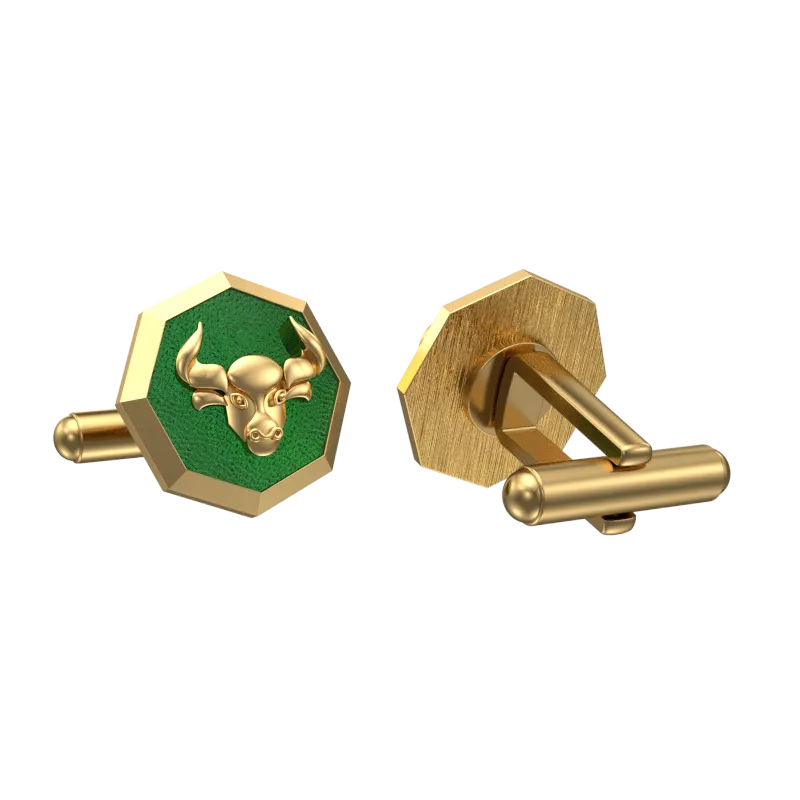 Taurus Zodiac , Constellation Cufflink Set with 18kt Gold & Black Ruthenium Plating on Brass.