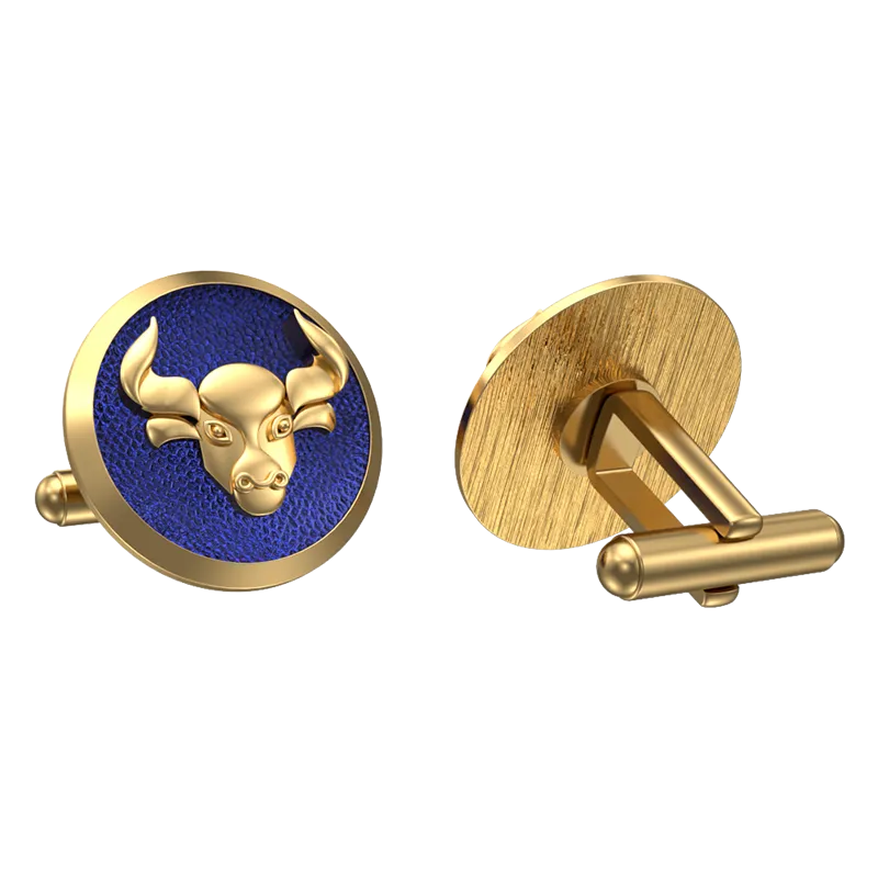 Taurus Zodiac , Constellation Cufflink Set with 18kt Gold & Black Ruthenium Plating on Brass.