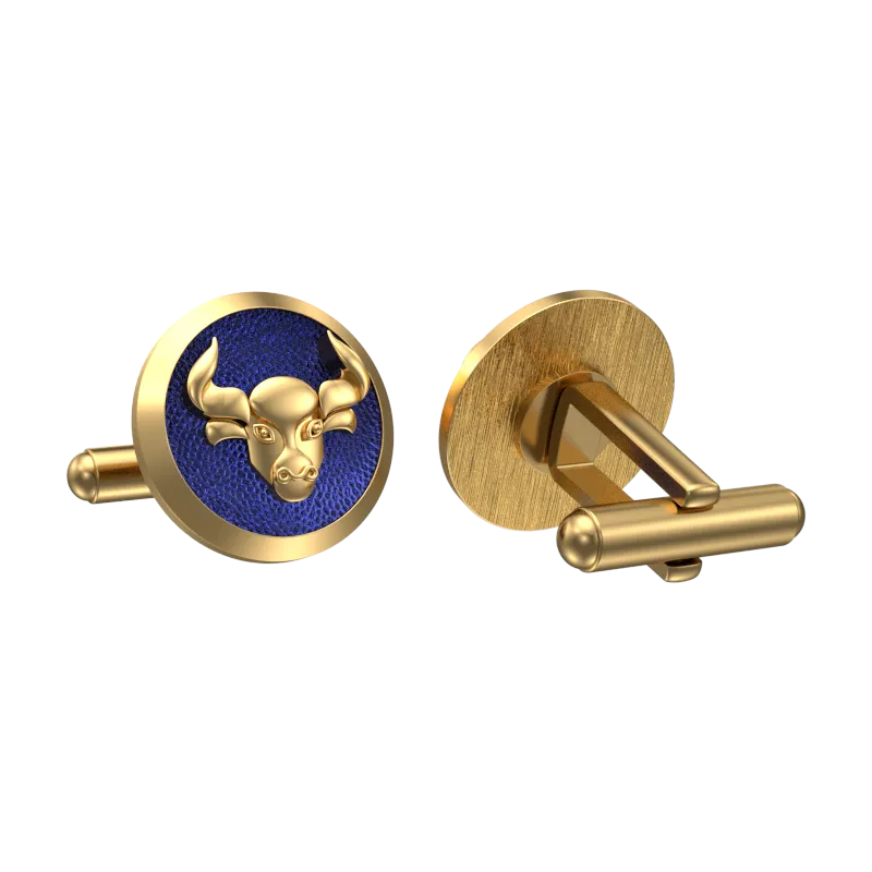 Taurus Zodiac , Constellation Cufflink Set with 18kt Gold & Black Ruthenium Plating on Brass.