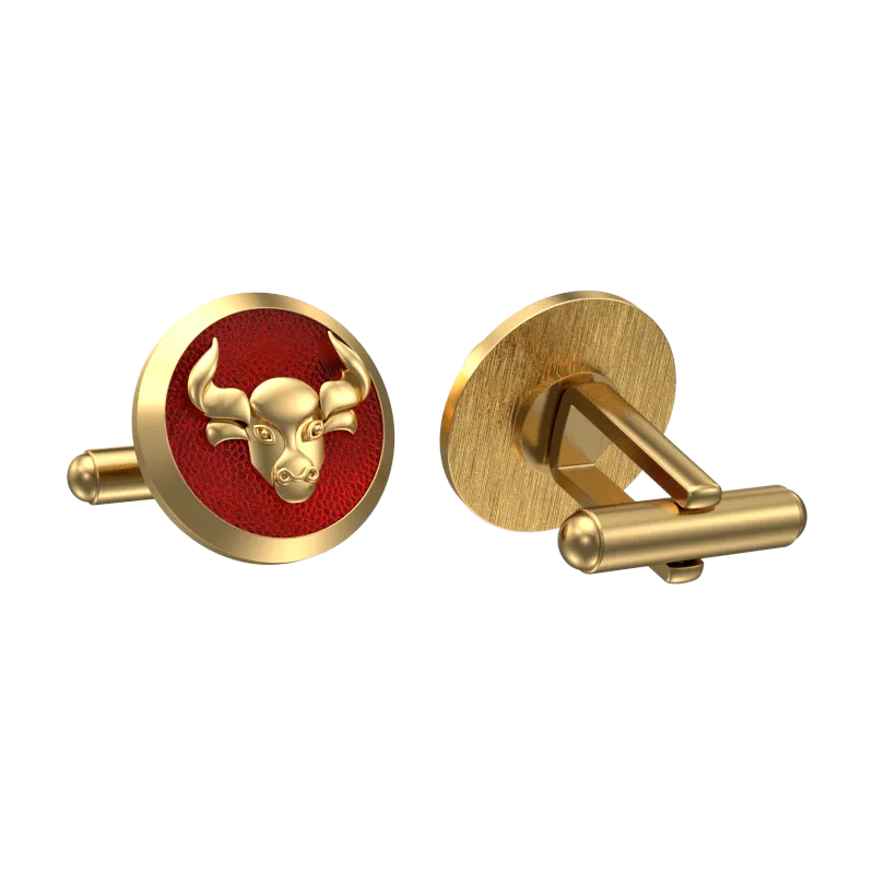 Taurus Zodiac , Constellation Cufflink Set with 18kt Gold & Black Ruthenium Plating on Brass.