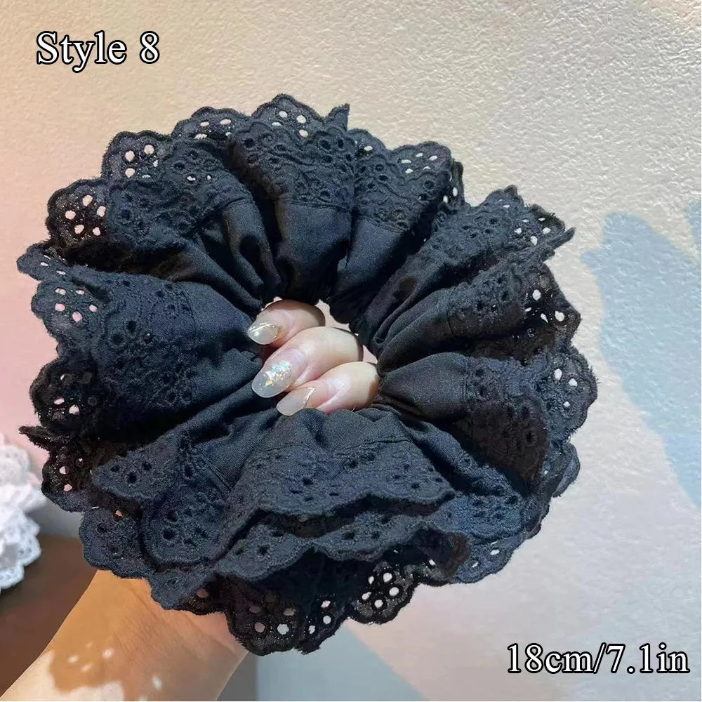 TAVIMART  -  Oversized Lace Scrunchies French Romantic Elastic Hair Bands Elastic Ponytail Holder Hair Rope Ties Women Hair Accessories Ins
