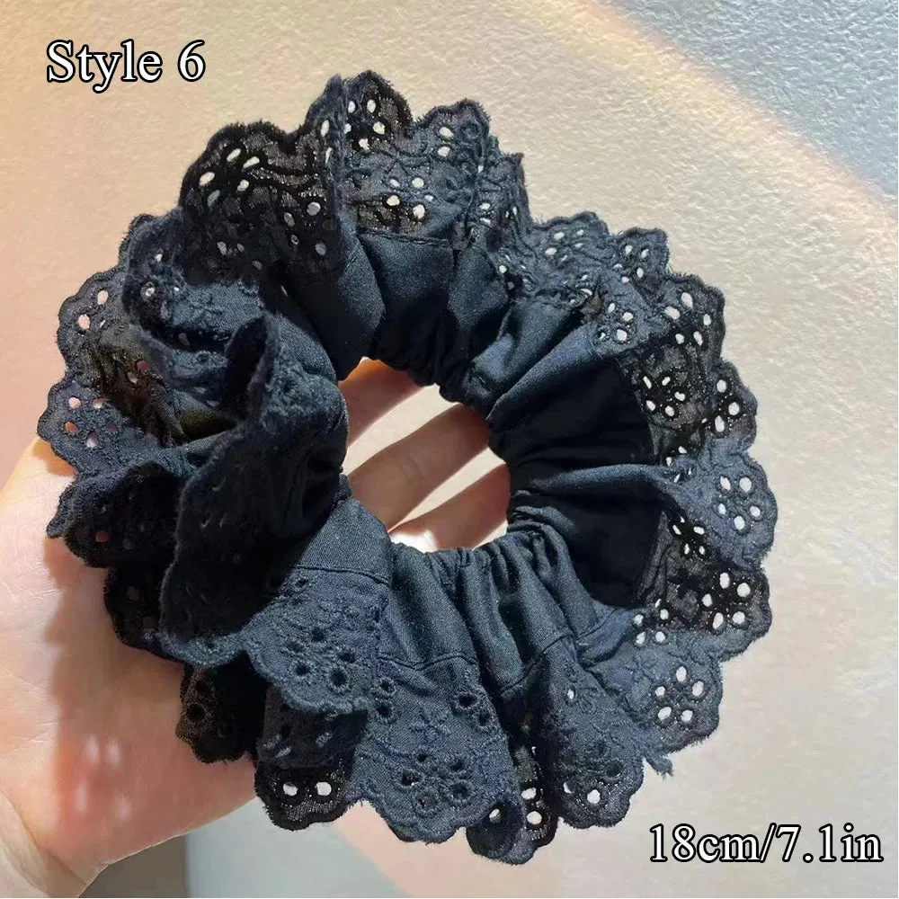 TAVIMART  -  Oversized Lace Scrunchies French Romantic Elastic Hair Bands Elastic Ponytail Holder Hair Rope Ties Women Hair Accessories Ins