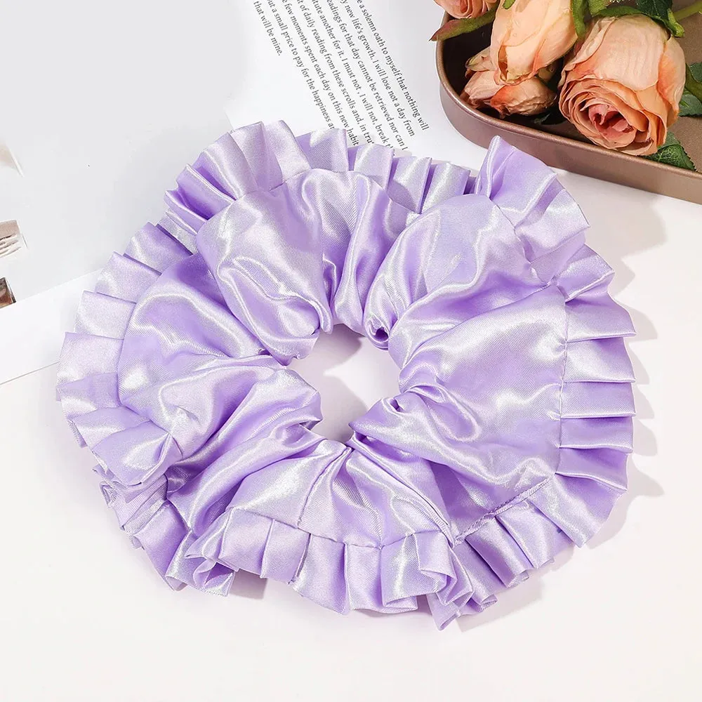 TAVIMART  -  Oversized Lace Scrunchies French Romantic Elastic Hair Bands Elastic Ponytail Holder Hair Rope Ties Women Hair Accessories Ins