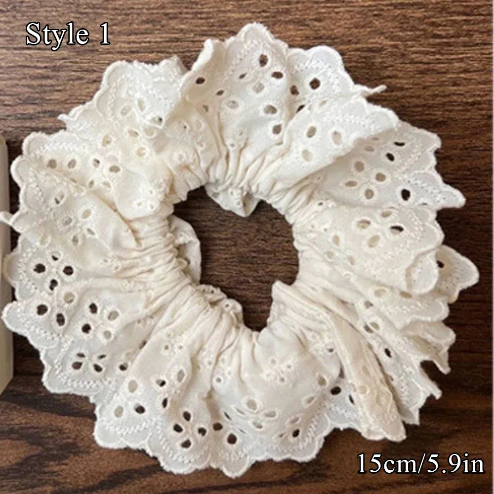 TAVIMART  -  Oversized Lace Scrunchies French Romantic Elastic Hair Bands Elastic Ponytail Holder Hair Rope Ties Women Hair Accessories Ins